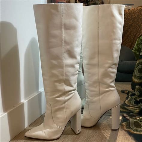 Naked Wolfe White Leather Twiggy Boots Gem