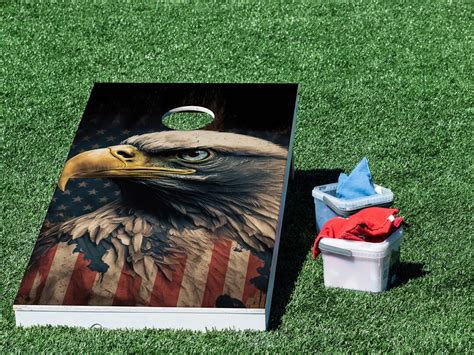 Flag Bald Eagle Cornhole Board Wrap Sticker America Patriotic Veteran American Flag Country