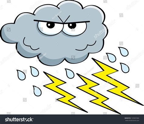 Cartoon Illustration Storm Cloud Rain Lightning Stock Vector 133587266 ...