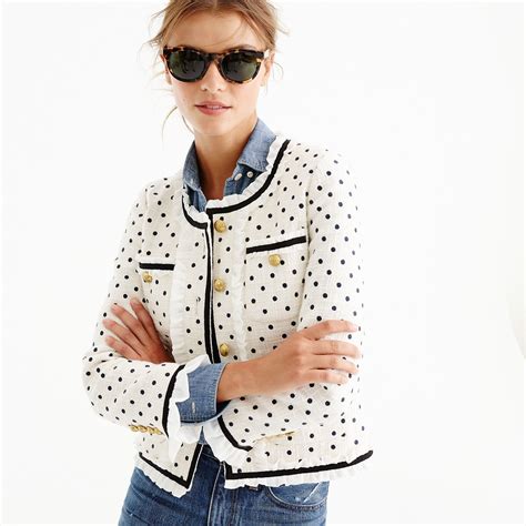 Collection Polka Dot Lady Jacket With Ruffle Chiffon Trim Feminine