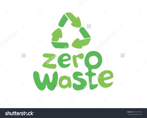 Zero Waste Handwritten Text Green Recycling Stock Vector Royalty Free