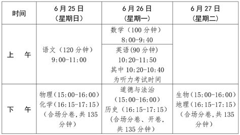 海南中考时间2023年具体时间表：6月25日 27日