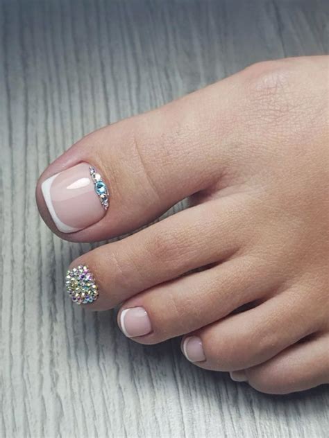 Toes Nails Rhinestones French Sweet In 2022 Toe Nail Designs Toe Nails Pretty Toe Nails