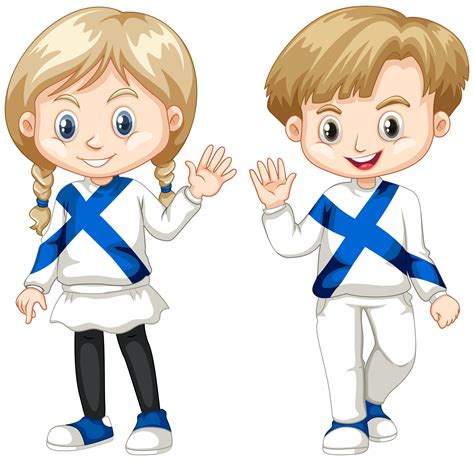 Finnish boy and girl waving hello 300291 Vector Art at Vecteezy