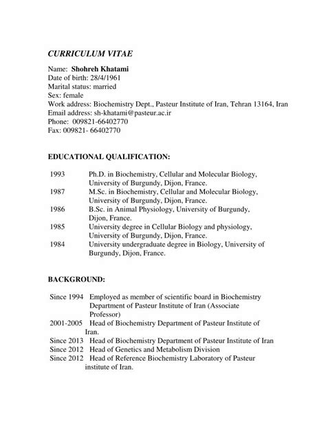 PDF CURRICULUM VITAE Pasteur Institute Of Iranen Pasteur Ac Ir