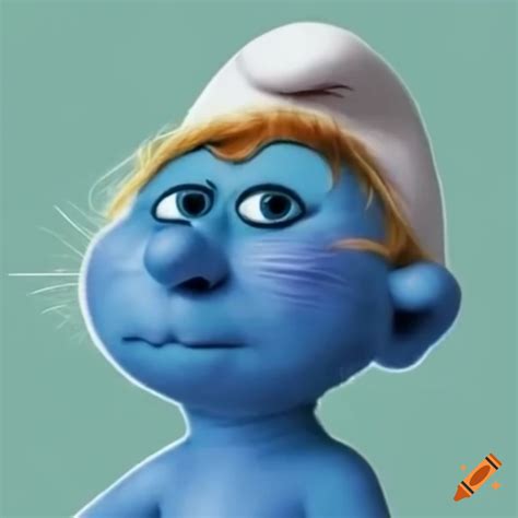 Funny meme of a cat dressed as a smurf on Craiyon