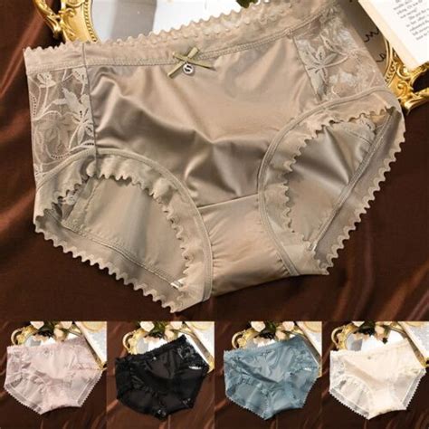 Damen Luxus Stil Satin Sexy Spitzen Glatt Dehnbar Atmungsaktive Panties