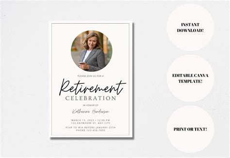 Photo Retirement Party Invitation Formal Business Retirement Party Template Editable