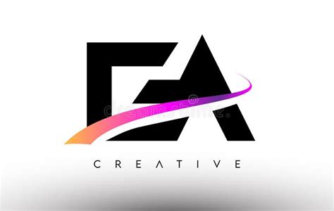 Ea Logo Letter Design Icon Ea Letters With Colorful Creative Swoosh