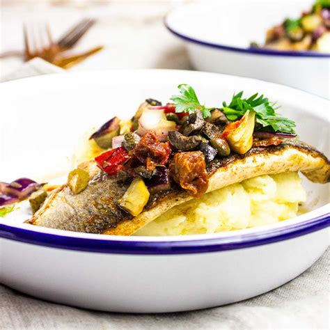 Pan Seared Sea Bass With An Easy Mediterranean Deli Salsa Flavourise