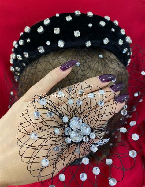 Handmade Headband French Birdcage Crystals Veil Set With Crystals Ring