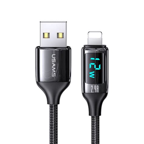 USAMS U78 8 Pin Aluminum Alloy Digital Display Charging Data Cable 1 2m