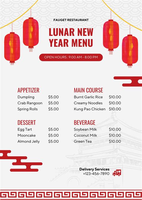 Customize 65 Lunar New Year Menus Templates Online Canva