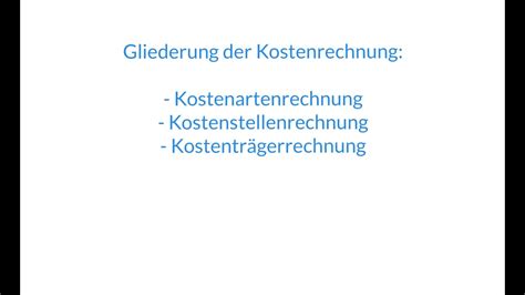 Kostenrechnung Grundbegriffe Kostenarten Kostenstellen