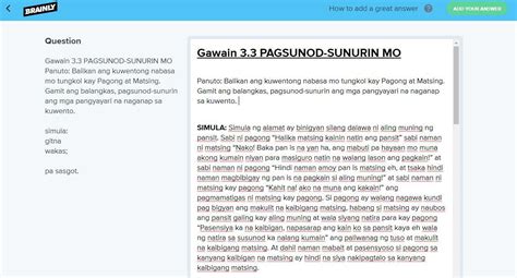 Gawain Pagsunod Sunurin Mo Panuto Balikan Ang Kuwentong Nabasa Mo