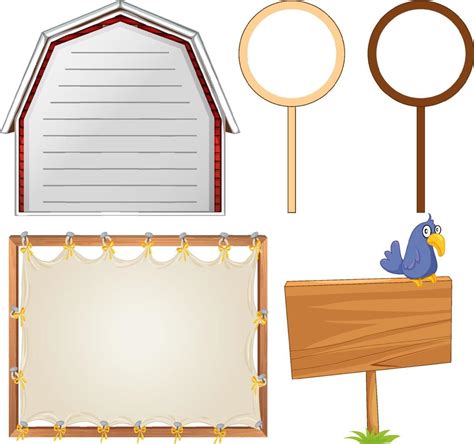 Set of wooden sign banner 6154045 Vector Art at Vecteezy