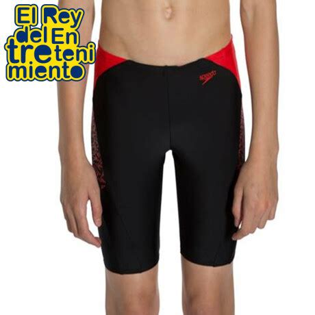 Malla Jammer Speedo Calza Niño Natación Piscina Rojo Negro El Rey