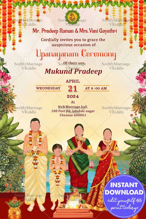 Upanayan Upanayanam Thread Ceremony Invitations Cards And Videos