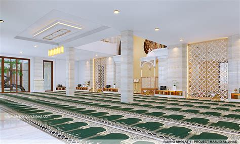 Desain Ruang Sholat 1 Masjid Al Jihad Style Modern 3 Lantai Di