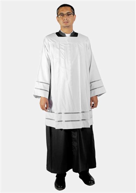 Catholic Priest Surplice With Double Floral Lace Eclergys