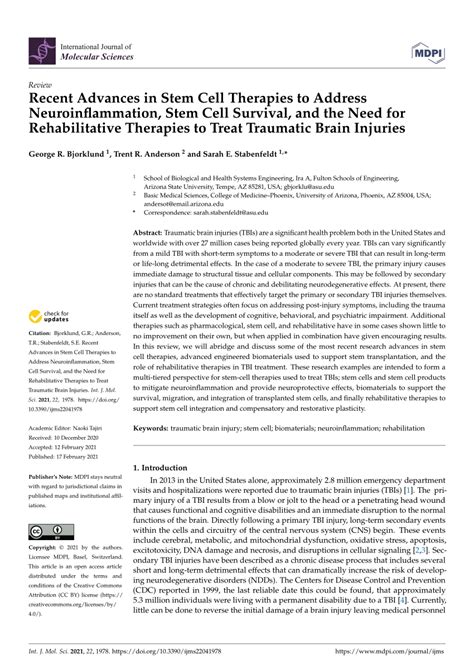 Pdf Recent Advances In Stem Cell Therapies To Address