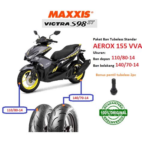 Jual PAKET BAN TUBELESS STANDAR YAMAHA AEROX 155 VVA MAXXIS VICTRA