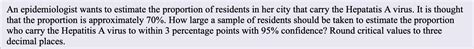 Solved An Epidemiologist Wants To Estimate The Proportion Of Chegg