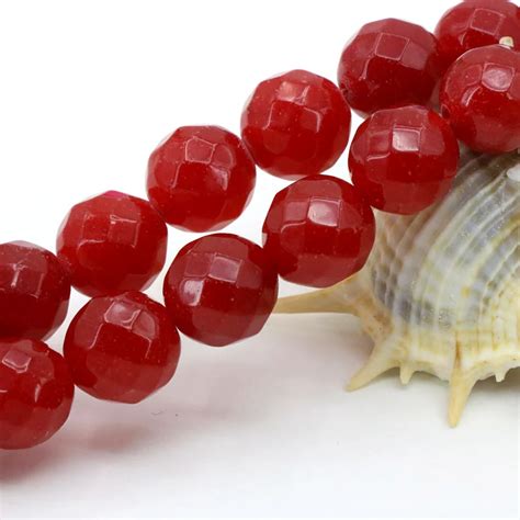 Red Chalcedony Faceted Loose Beads Mm Diy Round Stone Accessories