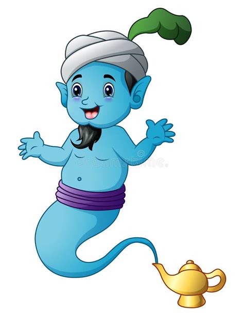 Genie Coming Out De Couleur De Dessin D Or De Lampe P Trole