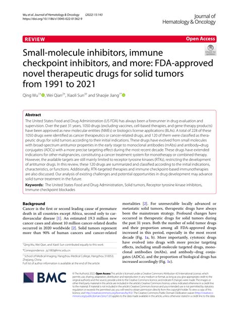 Pdf Small Molecule Inhibitors Immune Checkpoint Inhibitors And More