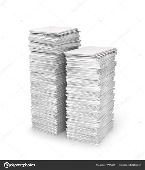 Stack White Papers Isolated White Background Illustration Stock Photo