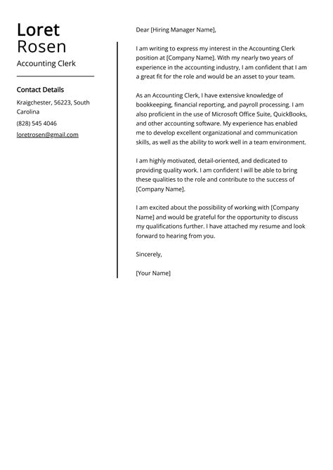 Accounting Clerk Cover Letter Example For 2023 Skills Templates