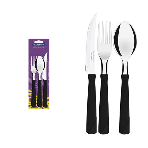 Tramontina New Kolor Stainless Steel Flatware Set With Black