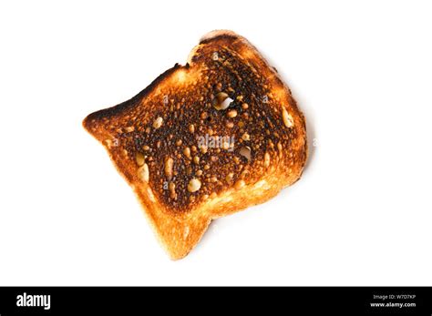 Slice Of Toasted Bread Burned Isolated Stock Photo Alamy