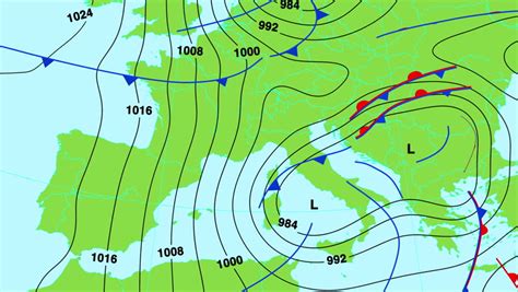 Animated Weather Forecast Map With Isobars, Cold And Warm Fronts, High ...