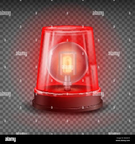 Red Flasher Siren Vector Realistic Object Light Effect Beacon For