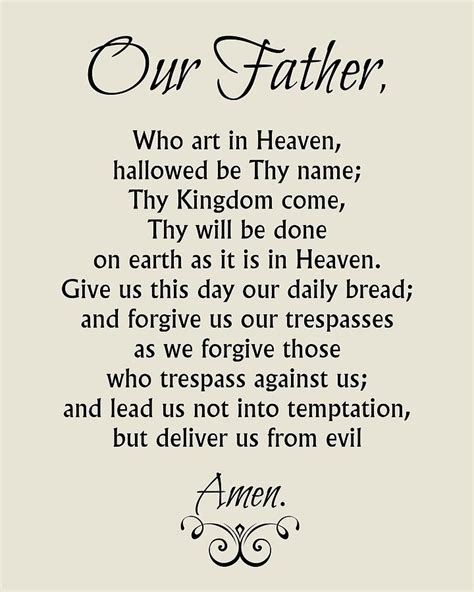 Our Father Prayer Catholic Lords Prayer Digital Art By Classically