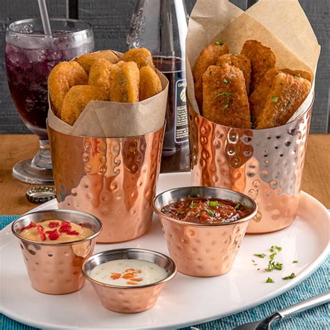 Choice 4 Oz Hammered Copper Plated Stainless Steel Round Sauce Cup