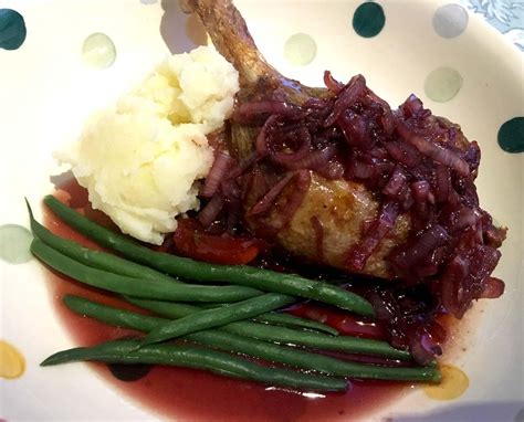 Duck Leg And Red Currant And Wine Sauce