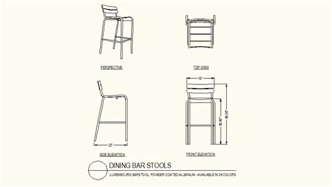 Dinning Bar Stool Detail Plan And Elevation Autocad File Cadbull