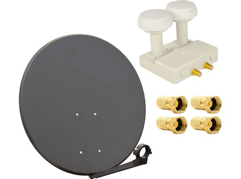 PREMIUMX SAT Anlage 80cm Antenne Twin Monoblock LNB 4x F Stecker Sat