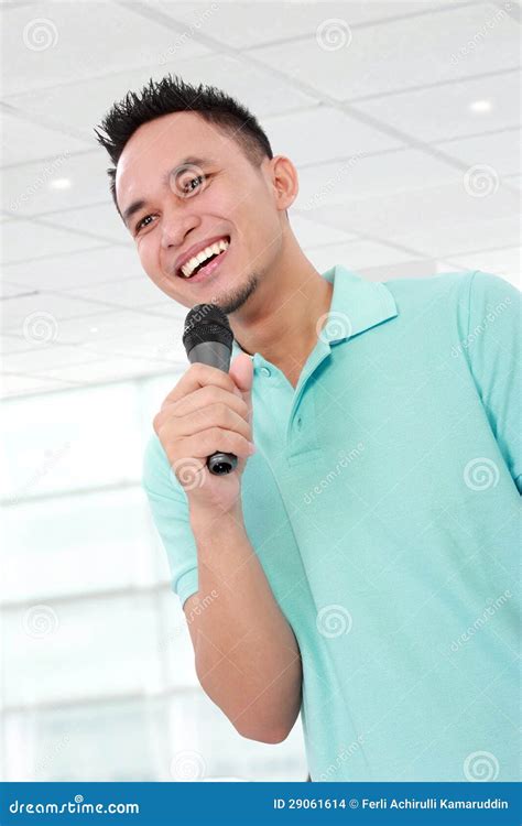 Man Talking with Microphone Stock Photo - Image of businessman, white ...