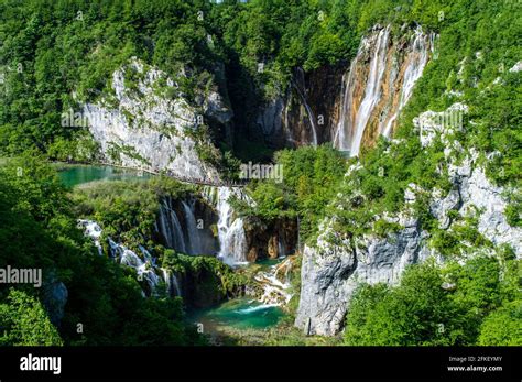 Veliki Slap Wasserfall Im Nationalpark Plitvicer Seen Kroatien