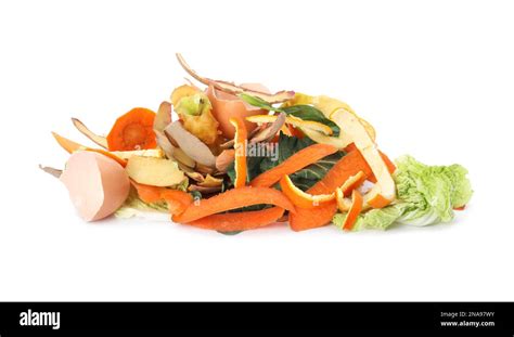 Pile Of Organic Waste For Composting On White Background Stock Photo