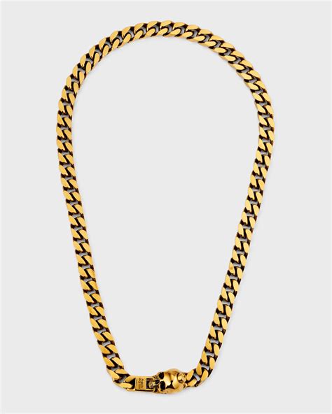 Alexander McQueen Men S Skull Chain Necklace Neiman Marcus