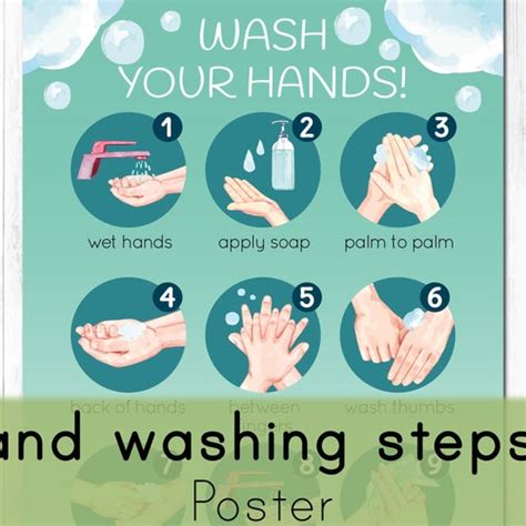 Hand Washing Steps Poster. Classroom Printable Wall Art. - Etsy