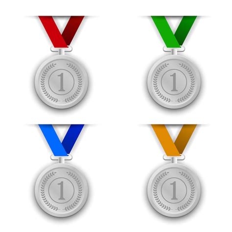 Conjunto de medalhas de ícones coloridos Vetor Premium