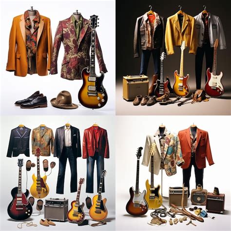 Premium Ai Image Four Pictures Of Clothes That Rock And Roll Band