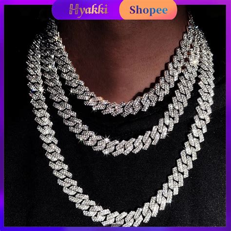 HYAKKI Colar Masculino Hip Hop 15MM Ice Cravejado Colar Diamante Cadeia