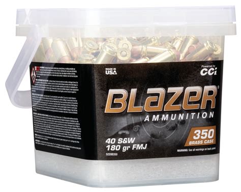 Cci Ammunition Blazer Brass 40 Sandw 180 Grain Full Metal Jacket Flat Nose Centerfire Pistol